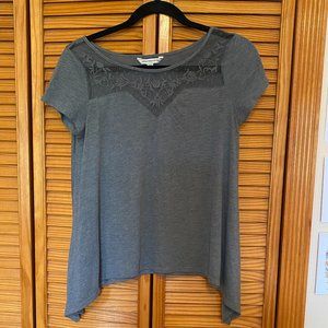 American Eagle Gray Top Mesh Lace Detail